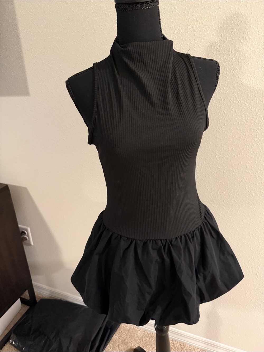 Black Sleeveless Mock Neck Dress